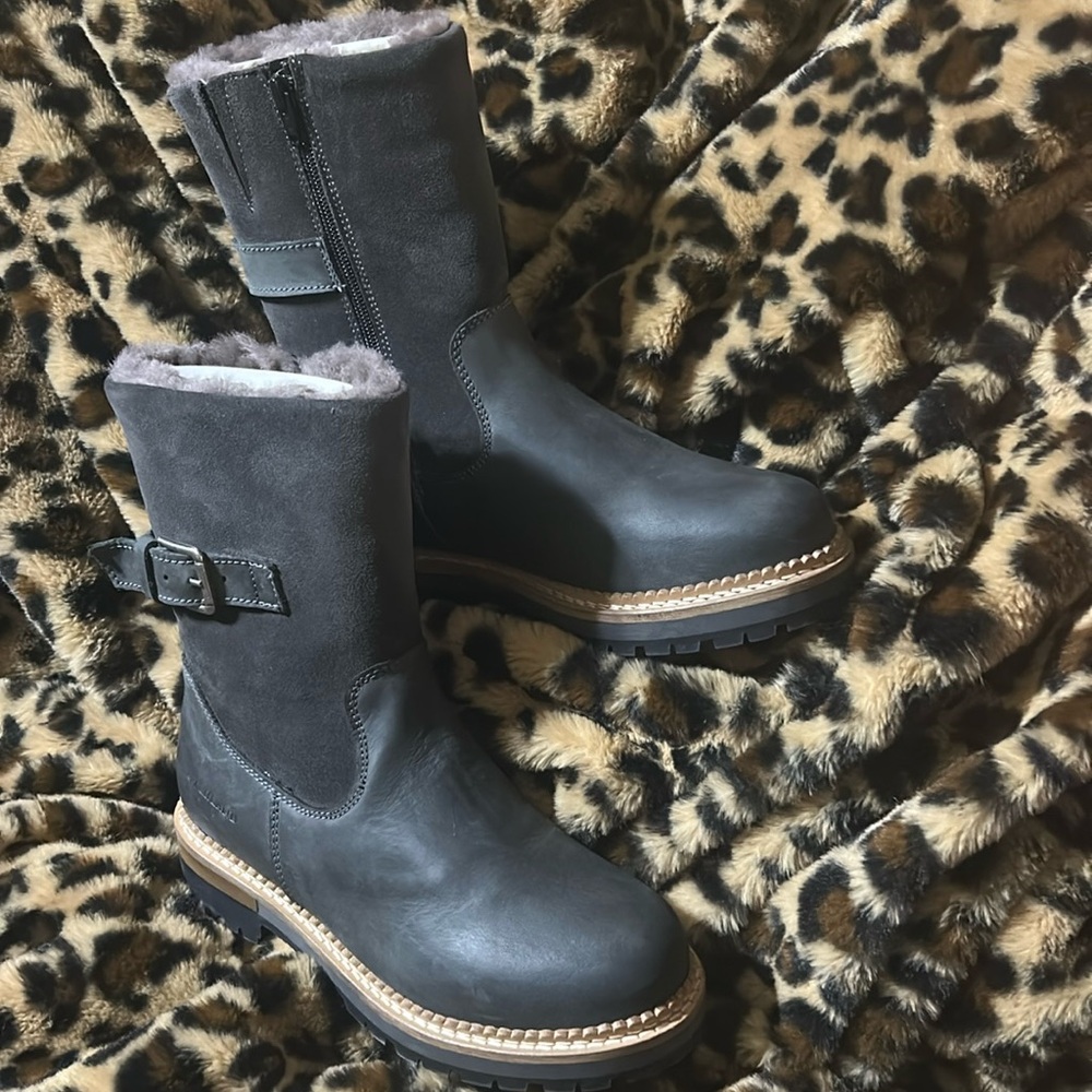 Overland Grey Winter Boots with Buckle Strap
